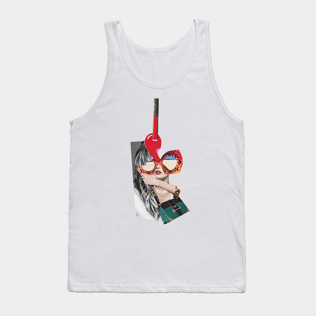 Long Hair Sunglasses Girl Tank Top by Luca Mainini